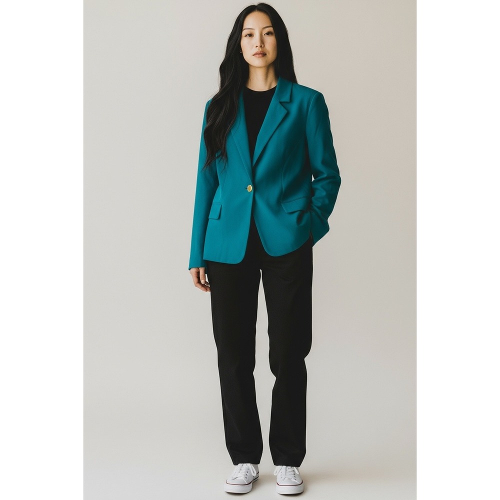 Calvin Klein Blazer Jacket  Teal Blue‎ Career Business Sleek Chic 18W